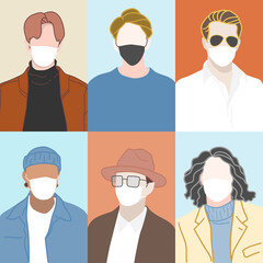 Protect yourself from Covid-19, people with mask, people with new normal, and use mask, maintain social distancing.