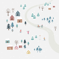 Winter hand-drawn style, cute and fun characters.