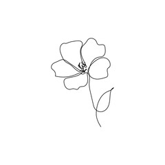 Continuous one line drawing of a beautiful flower. Minimalist line art. Vector illustration.