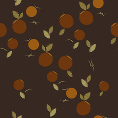 Stylized berries  and leaves. Tropical fruits. Pastel colors. Contrasting seamless plant pattern. Vector Ornament