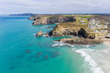 Fototapeta premium Aerial photograph of Portreath, Redruth, Cornwall, England