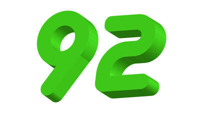 92 Simple Modern Green 3D Number