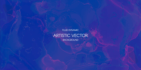 Flow Background. Blue Abstract Motion. Digital Fluid Pattern. Alcohol Inks Paint Template. Purple Vector Flow Background. Dynamic Liquid Texture. Futuristic Gradient Marble. Modern Flow Background.