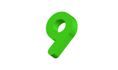 9 Simple Modern Green 3D Number
