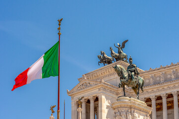 Fototapeta na wymiar Altare della Patria monument in honor of Victor Emmanuel, first king of unified Italy, in Rome on May 4, 2015