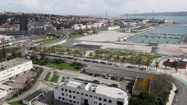 Lisbon Portugal Aerial drone travel video of teh city center of Lisbon, Portugal. It is the most popular and touristic place in Lisbon, Portugal.