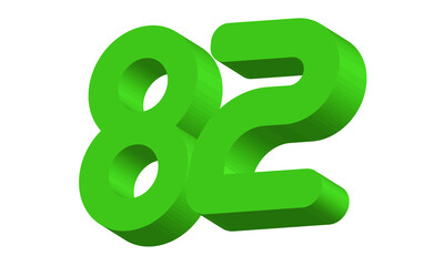 82 Simple Modern Green 3D Number