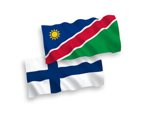 Flags of Finland and Republic of Namibia on a white background
