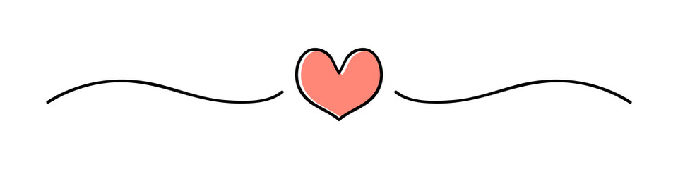 Heart doodle hand drawn by thin line. Isolated over white background. Vector illustration.