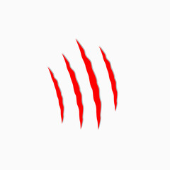 Red scratches animals. Claws scratching the cat. Vector illustration on white background.