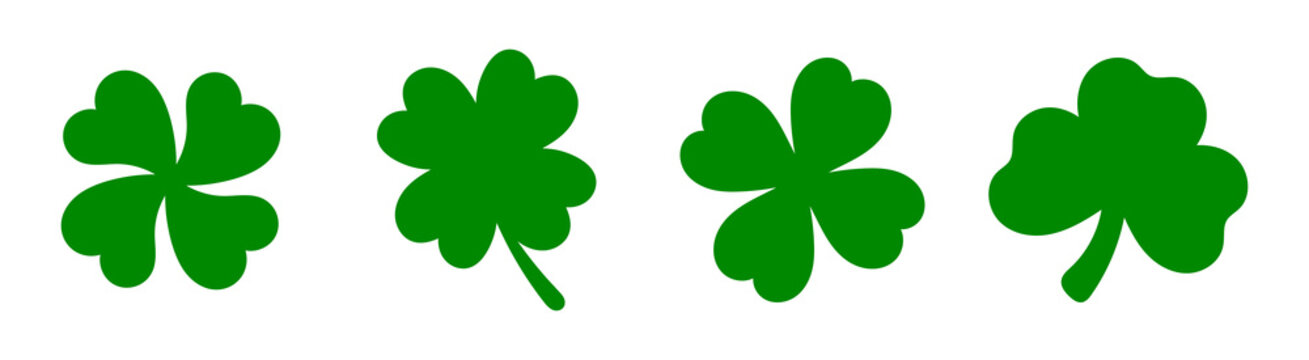 Set of green leaves of clover. Vector illustration. St.Patrick 's Day