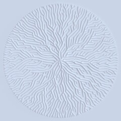Abstract illustration of tree branches or roots for concept design, creative nature art. White on white background. 3d rendering