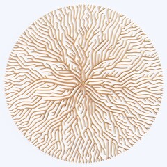 Abstract illustration of tree branches or roots for concept design, creative nature art. Gold on white background. 3d rendering - 418510372