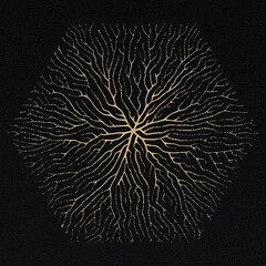 Abstract illustration of tree branches or roots for concept design, creative nature art. Gold on black background. 3d rendering - 418510398