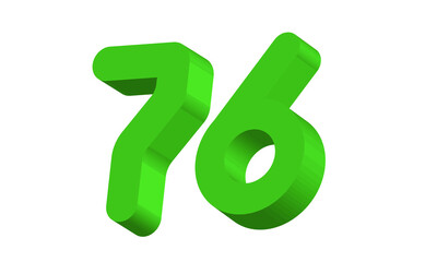 76 Simple Modern Green 3D Number