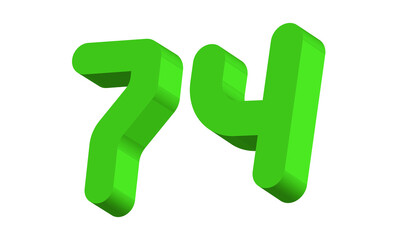 74 Simple Modern Green 3D Number