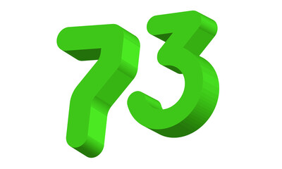 73 Simple Modern Green 3D Number