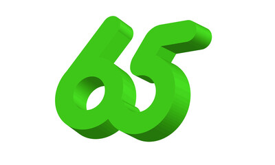 65 Simple Modern Green 3D Number
