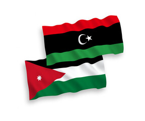 Flags of Hashemite Kingdom of Jordan and Libya on a white background