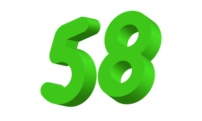 58 Simple Modern Green 3D Number