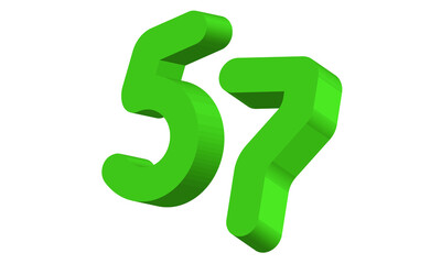 57 Simple Modern Green 3D Number