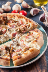 Pizza Bianca with bacon and mushrooms