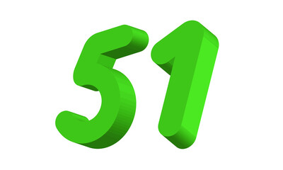 51 Simple Modern Green 3D Number