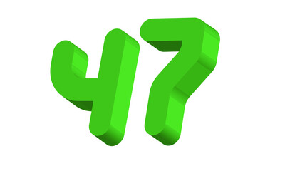 47 Simple Modern Green 3D Number