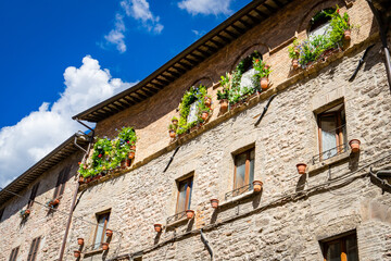 Fototapeta na wymiar City of Assisi ornament wall of the building