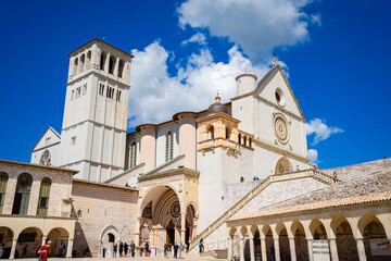 Basilica of Saint Francis of Assisi main square in the city of Assisi