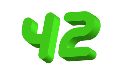 42 Simple Modern Green 3D Number