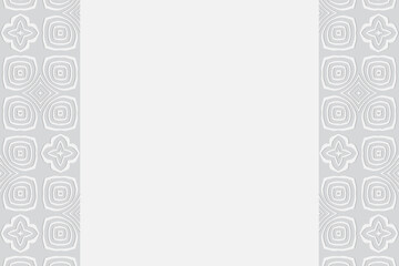 Geometric white background. Volumetric composition with 3D effect of a convex shape. Ethnic relief pattern in the style of minimalism. Vertical inserts.