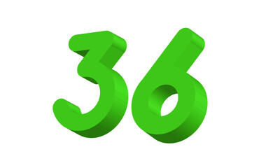 36 Simple Modern Green 3D Number