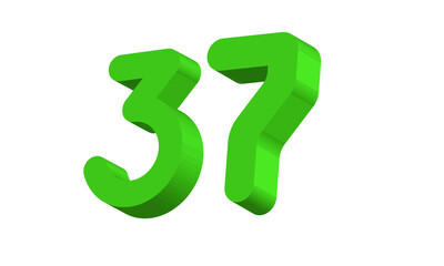 37 Simple Modern Green 3D Number