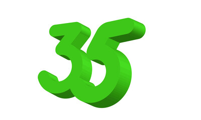 35 Simple Modern Green 3D Number