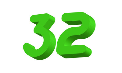 32 Simple Modern Green 3D Number