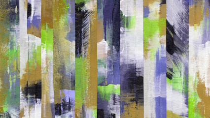 Abstract art. Artistic backdrop for creative design projects: posters, banners, cards, websites, invitations, wallpapers. Handmade collage. Mixed media. Green, violet, dark yellow paints.