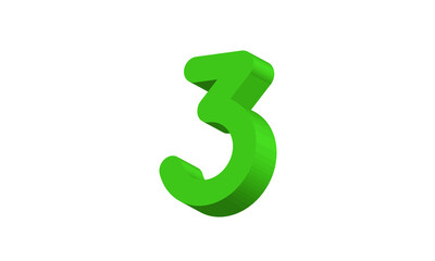 3 Simple Modern Green 3D Number