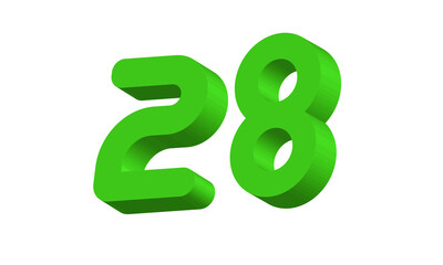 28 Simple Modern Green 3D Number