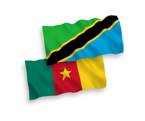 Flags of Cameroon and Tanzania on a white background