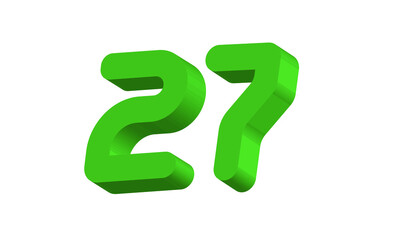 27 Simple Modern Green 3D Number