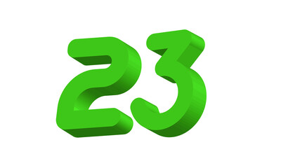 23 Simple Modern Green 3D Number