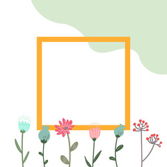 おしゃれな花のフレーム落書き風