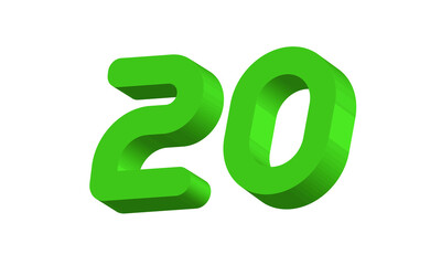 20 Simple Modern Green 3D Number