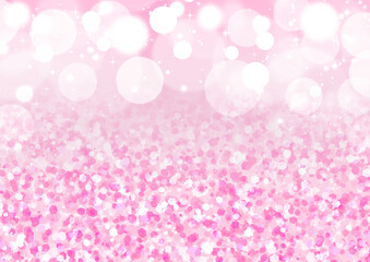 ラメ風6角形の背景と透明感のあるボケ　背景素材（ピンク）