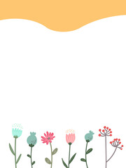 おしゃれな花のフレーム落書き風