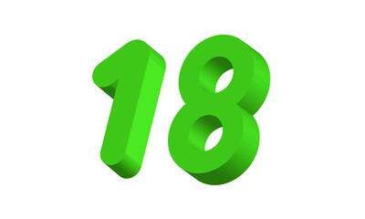 18 Simple Modern Green 3D Number