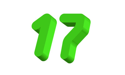 17  Simple Modern Green 3D Number