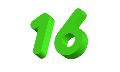 16 Simple Modern Green 3D Number