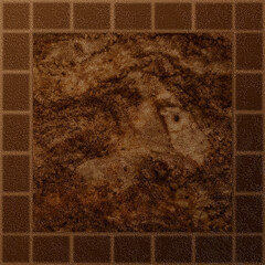 Drawing on a brown background with granite texture and shadows